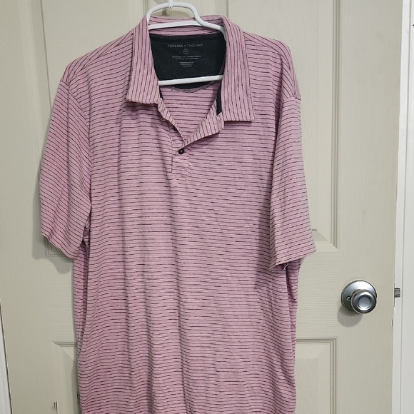 Threads 4 Thought Rose and Charcoal Polo Shirt - Picture 1 of 2